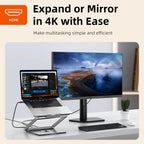 CABLETIME CS51S | Adjustable USB-C Laptop Docking Station Stand 6-in-1 | 4K HDMI, 100W PD, Gigabit Ethernet, 360° Rotation
