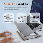 CABLETIME CS51S | Adjustable USB-C Laptop Docking Station Stand 6-in-1 | 4K HDMI, 100W PD, Gigabit Ethernet, 360° Rotation