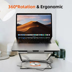 CABLETIME CS51S | Adjustable USB-C Laptop Docking Station Stand 6-in-1 | 4K HDMI, 100W PD, Gigabit Ethernet, 360° Rotation