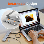 CABLETIME CS51S | Adjustable USB-C Laptop Docking Station Stand 6-in-1 | 4K HDMI, 100W PD, Gigabit Ethernet, 360° Rotation