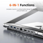 CABLETIME CS51S | Adjustable USB-C Laptop Docking Station Stand 6-in-1 | 4K HDMI, 100W PD, Gigabit Ethernet, 360° Rotation