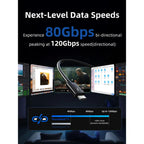 CABLETIME CT50G Thunderbolt 5 Cable (Intel Certified) | 120Gbps Ultra-Speed | 240W Power Delivery | 8K Display Support