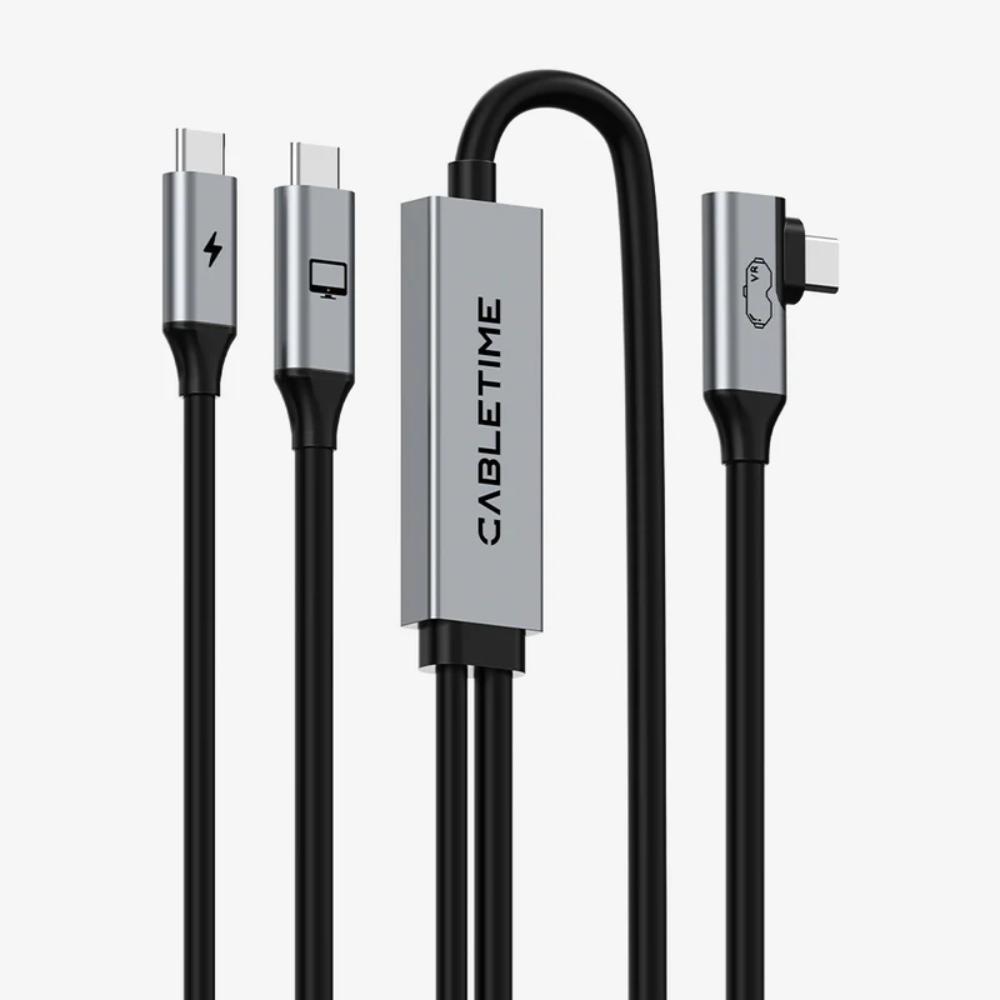 CABLETIME CA44P USB C to USB C VR Link Cable 16FT with 18W Charging – Compatible with Meta Quest 3S/3/2/Pro, Oculus Quest, Pico 4, PC VR, Steam VR