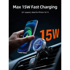 CABLETIME CE13B 2-in-1 Magnetic Car Wireless Charger with Retractable Cable
