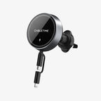 CABLETIME CE13B 2-in-1 Magnetic Car Wireless Charger with Retractable Cable