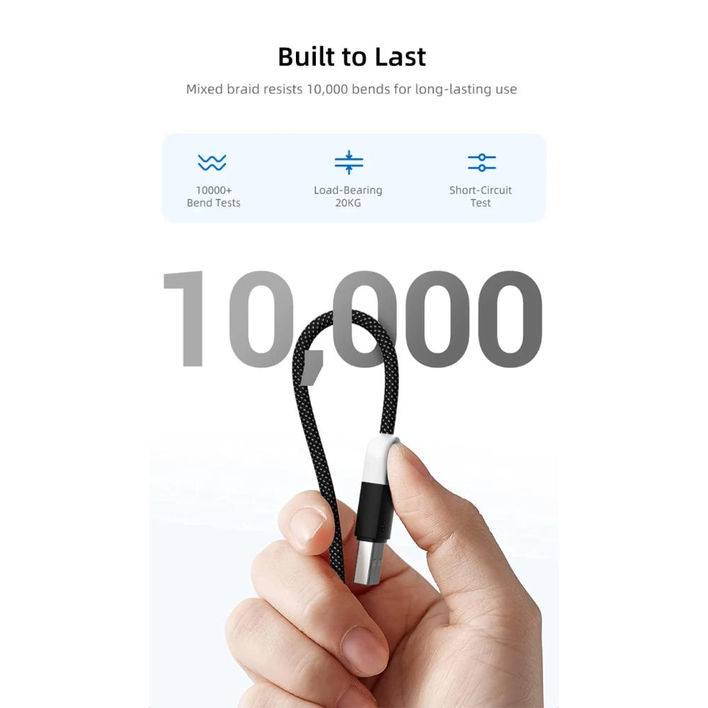 CABLETIME CAP1J 6A USB-A to USB-C Fast Charging Cable | SuperCharge High-Speed Braided Cable