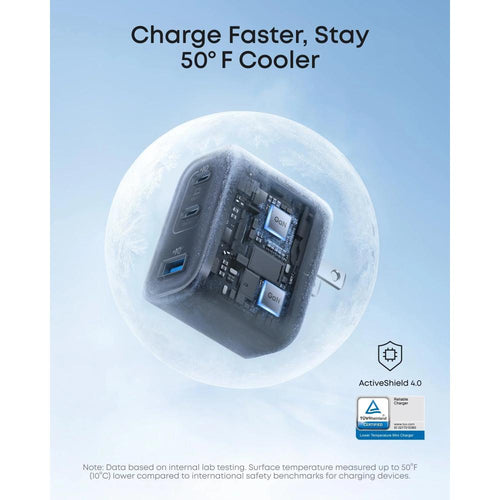 A121A - Anker Nano Charger 70W (3 Ports) | Dual USB-C + USB-A GaN Fast Charger | Model B121A (BLACK)